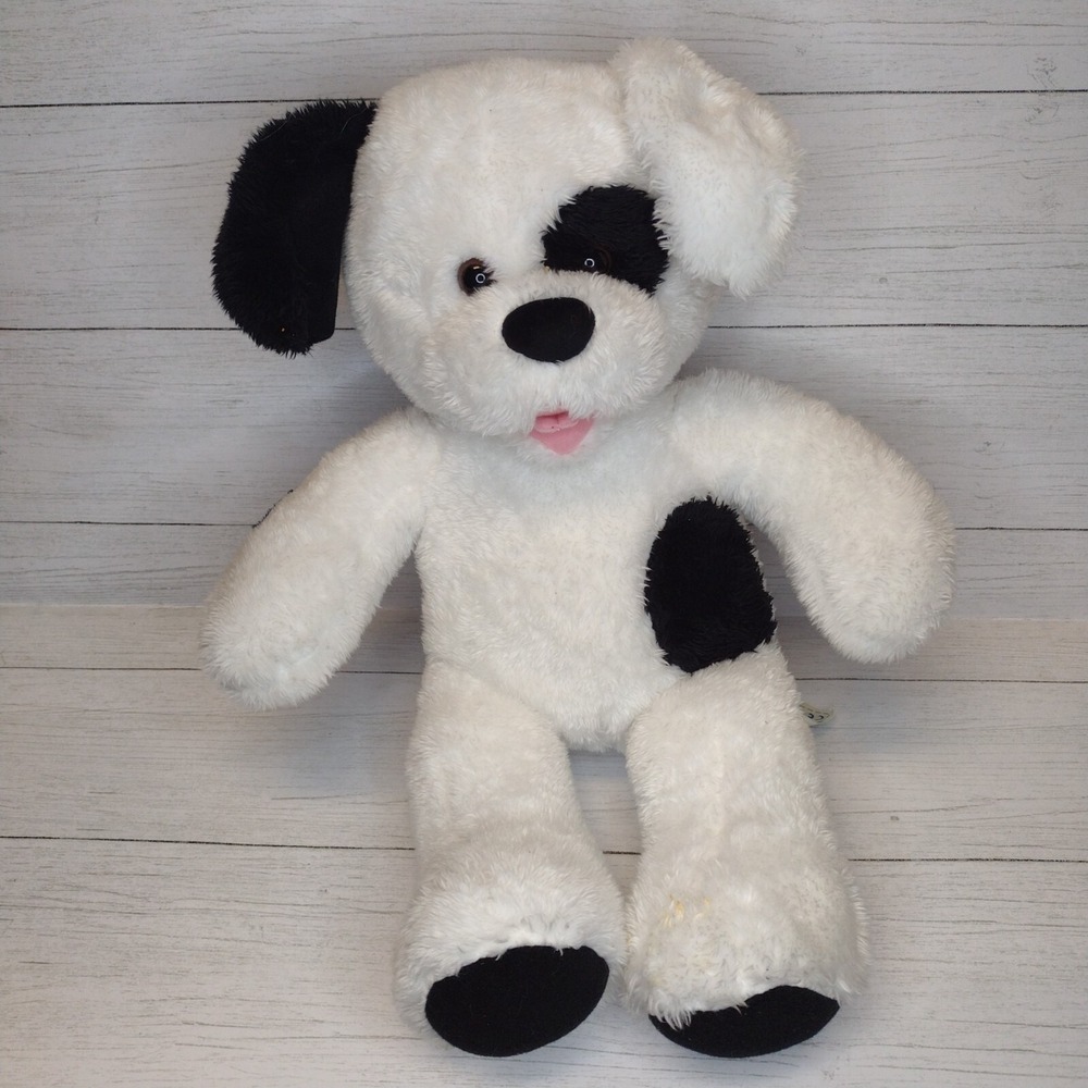 Build-A-Bear Workshop Black White Spotted Puppy Dog Plush Stuffed Animal 12in
